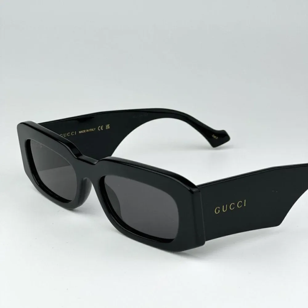 NEW Gucci GG1426S 001 Black Grey Unisex Rectangle Sunglasses GG 1426S